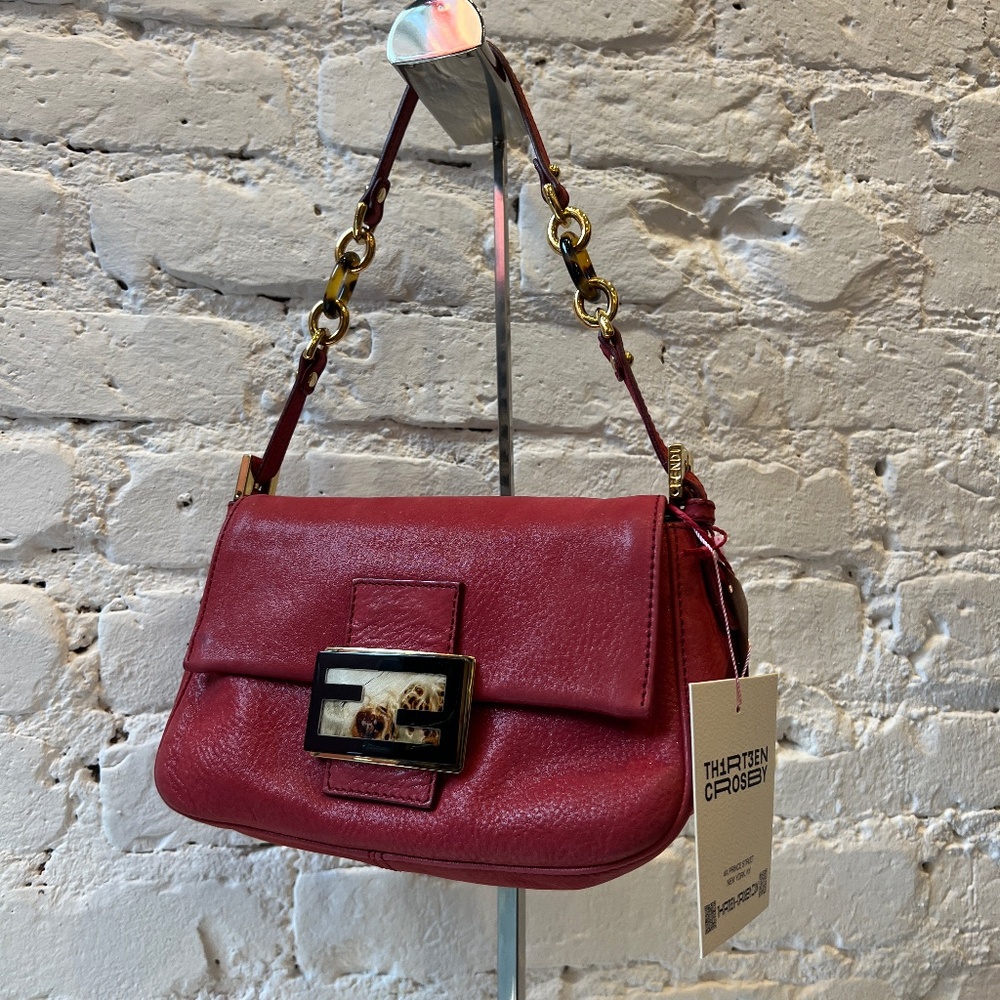 Fendi Mamma Baguette Mini in Red Leather